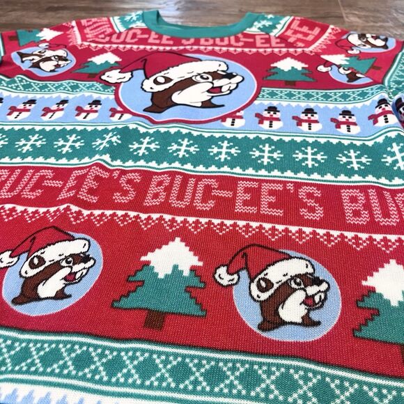 Bucees Christmas Ugly Sweater 2XL Santa Beaver Red Green Knit Holiday Pullover - Picture 4 of 8